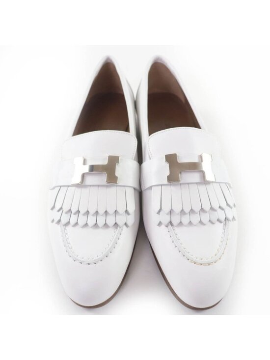 Hermes Moccasins Paris Royale Silver Buckle with Fringe Leather Belt main image 6